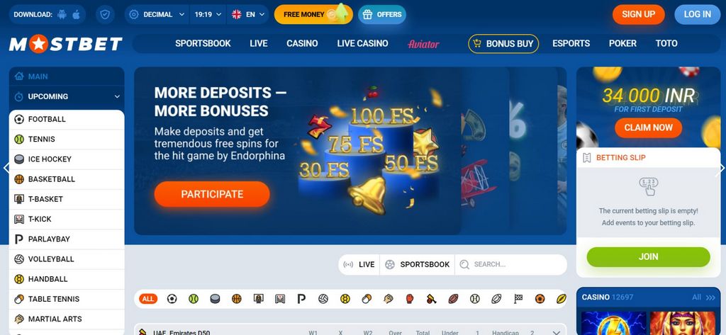 Сайт онлайн-казино Mostbet и ставки на спорт